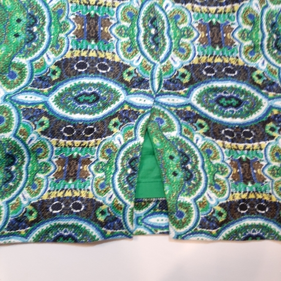 3/$20 Joe Fresh Pencil Skirt Tapestry Kaleidoscope Colorful Green Blue Textured - Picture 7 of 8